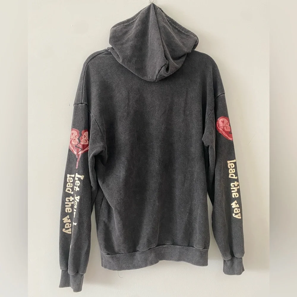 ROMWE Soft Lightweight Dark Gray Graphic Hoodie‎ size S